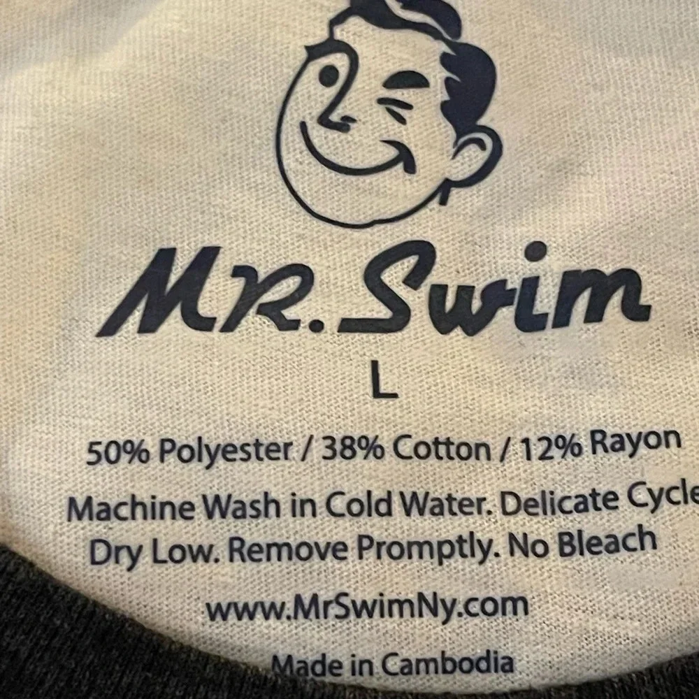 Mr. Swim Triblend Raglan Tee, Cream/Black, Large, NWT